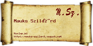 Mauks Szilárd névjegykártya